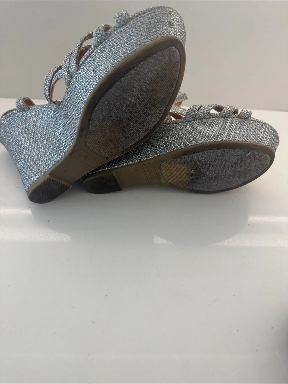 Rampage Silver Glitter Strappy Heels